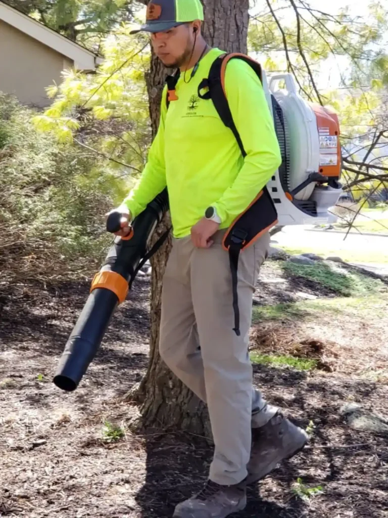 Rendon Landscaping team member working on a residential landscaping project in Grove City, Ohio